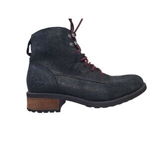 Ugg Denhali Hiker Waterproof Black Leather Shearling Lined Boots Size 7.5